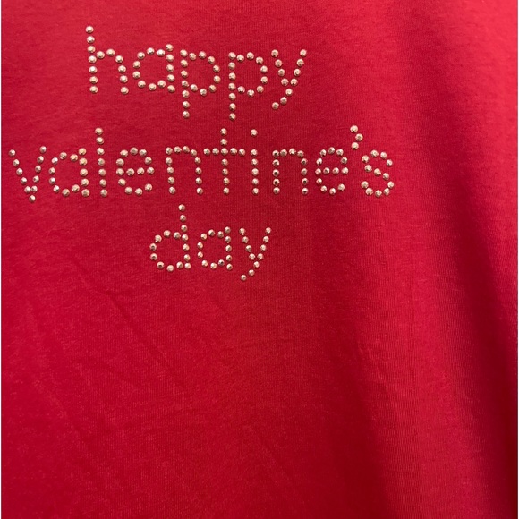 Happy Valentine’s Day Womens Red Long Sleeve Cotton Top Size Medium - Picture 3 of 6